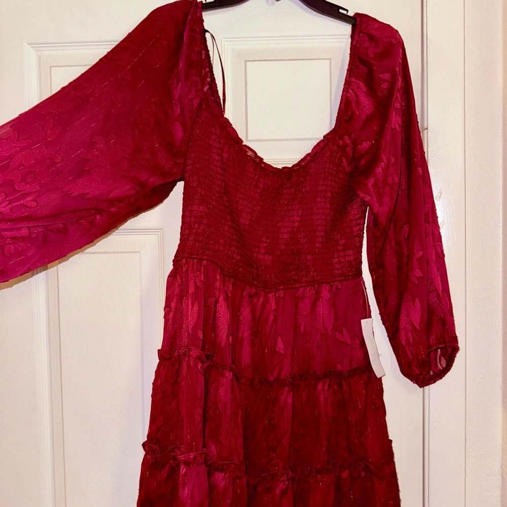 Elegant Wine Red Women's Dress NWT